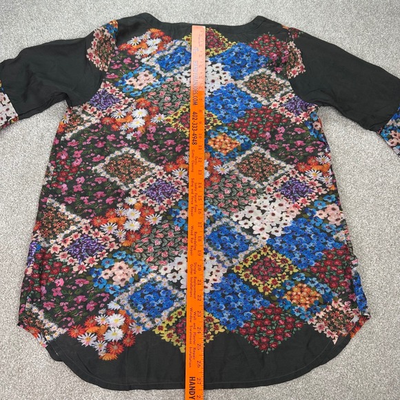 Johnny Was XS Floral Patchwork Blouse Button Down‎ Bohemian Tunic Top Western - Picture 9 of 13